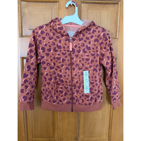 Carter's Other - Carter's Girls' Cheetah/Animal Print Red Long Sleeve Zip-Up Fleece Hoodie Size S